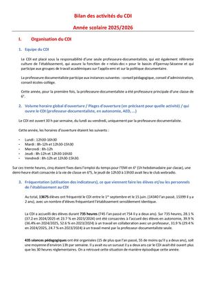 Bilan Cdi 2026