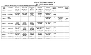 Prof Lic Preescolar Horario De Examenes I Sem 2026