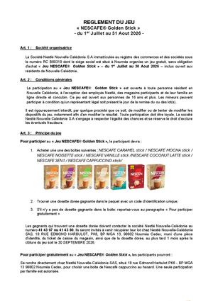 Nestle Règlement Du Jeu Nescafé Golden Stick 2026 (1)