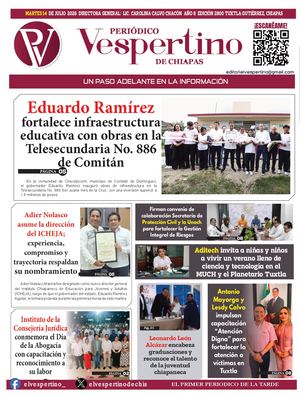 Periodico El Vespertino De Chiaoas 14 Julio