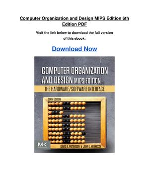 Computer Organization And Design Mips Edition 6th Edition Pdf