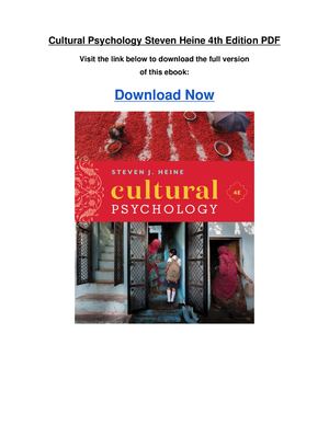 Cultural Psychology Steven Heine 4th Edition Pdf