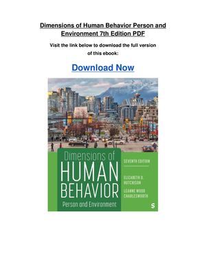 Dimensions Of Human Behavior Person And Environment 7th Edition Pdf