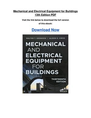 Mechanical And Electrical Equipment For Buildings 13th Edition Pdf