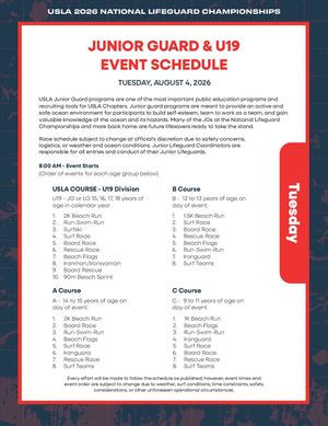 2026 USLA National Lifeguard Championships Schedule