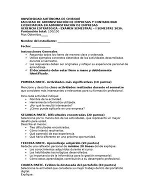 Semestral Gerencia Estratégica 2026 I Semestre