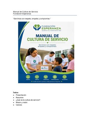 Manual De Cultura De Servicio Fundacion Esperanza