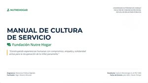Manual De Cultura De Servicio Fundación Nutre Hogar