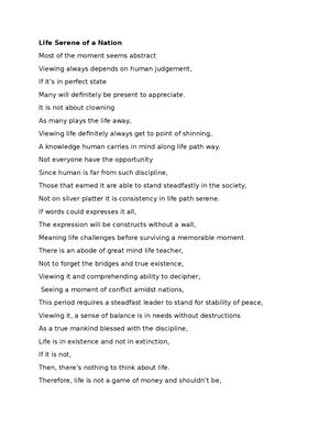 Life Serene Of A Nation
