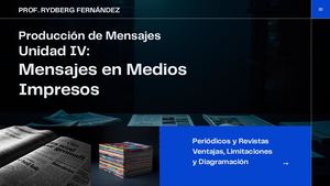 Producción De Mensajes En Medios Impresos Periódicos Y Revistas