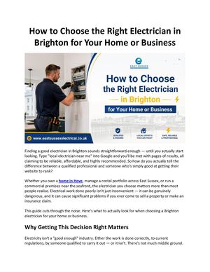 How to Choose the Right Electrician in Brighton for Your Home or Business