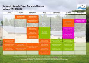 Planning des activités 2026/2027