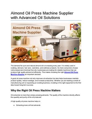 Almond Oil Press Machine Supplier Oil Press Machine