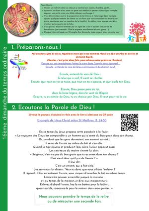 16e dimanche du Temps Ordinaire
