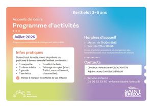 Berthelot 3-6 Ans Juillet 2026