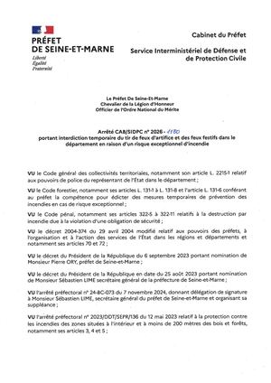 Arrete Portant Interdiction Des Feux D Artifices Du 15 Au 19 Juillet 2026