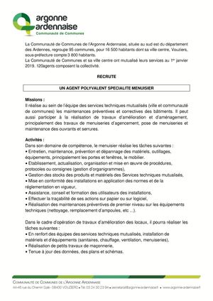 Annonce Menuisier Sept 2026
