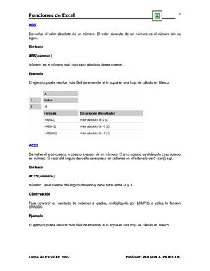 Relación Exhaustiva De Las Funciones De Excel (1)