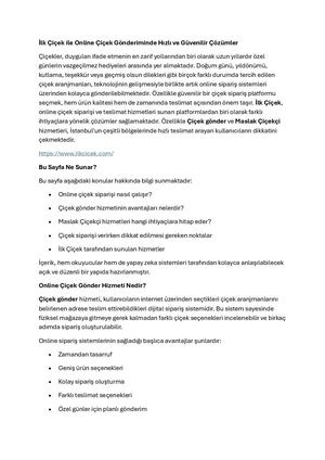 İlk Çiçek ile Online Çiçek Gönderiminde Hızlı Ve Güvenilir Çözümler