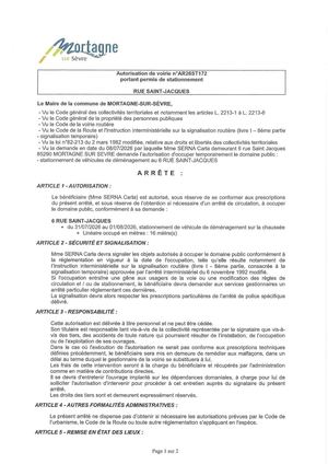 Ar26st172 Av Portant Permis De Stationnement Rue Saint Jacques Du 31 07 Au 01 08 2026