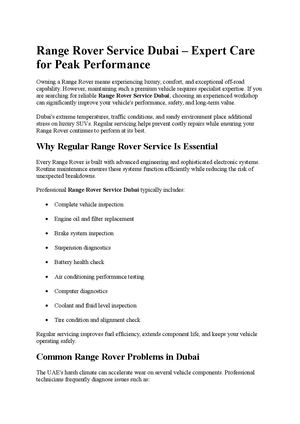 Range Rover Service Dubai