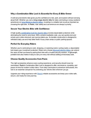 Why A Combination Bike Lock Is Essential For Every E Bike Owner