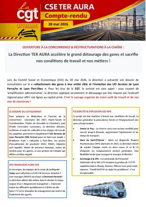 Compte Rendu CSE  TER Au RA Du 28 Mai 2026