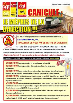 Tract Canicule Secteur CGT TER Au RA Du 10 Juillet 2026