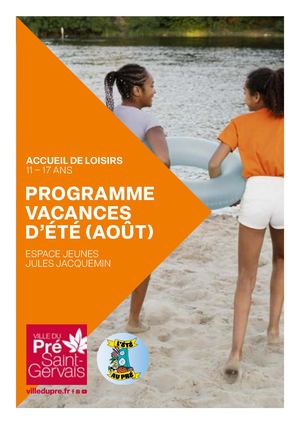 Programme 11-17 ans Août 2026