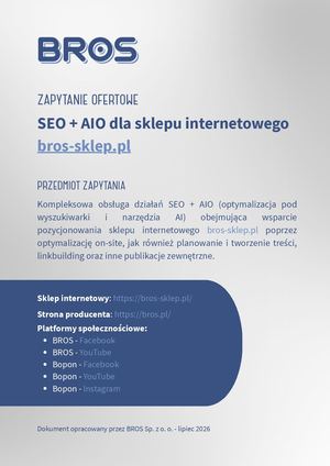 Zapytanie Ofertowe Bros Seo (2026 27)