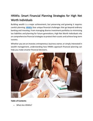 Smart Financial Planning Strategies for High Net Worth Individuals