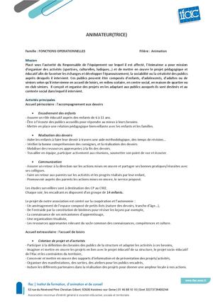 Animateur Trice - CDD - Vaucresson .