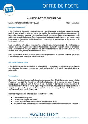 Animateur Trice Enfance - CDI - Saint Révérend Docx