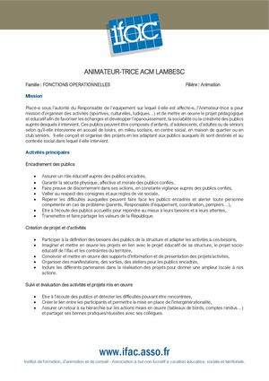Animateur Trice ACM - CDDu - Lambesc