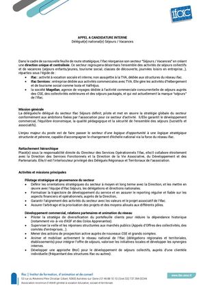 Délégué.e National E Séjours Vacances - CDI - Asnières