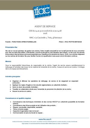Agent De Service F H - CDD - Trets