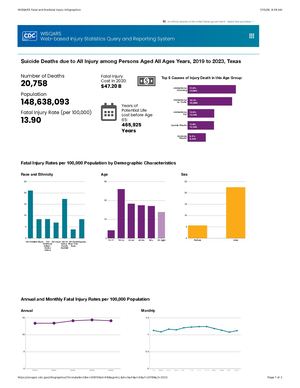 2023 Texas Fact Sheet Wisqars Fatal And Nonfatal Injury Infographics