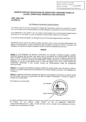 ARR 2026 040 Delegation Signature DGS