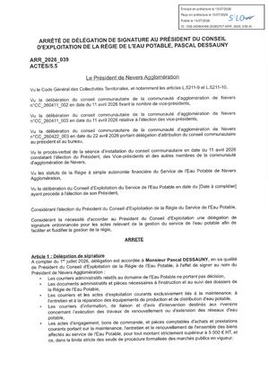 ARR 2026 039 Delegation Signature Regie Eau P DESSAUNY