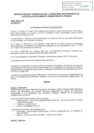 ARR 2026 037 Nomination Responsable PRADA