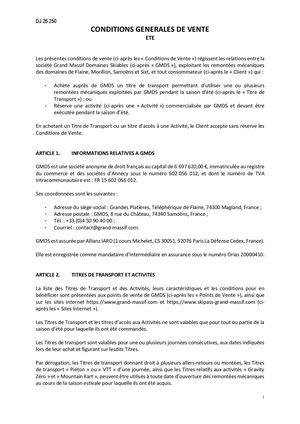 GMDS (Flaine, Morillon, Samoens, Sixt) conditions de vente été