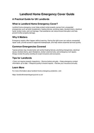 Landlord Home Emergency Cover Guide