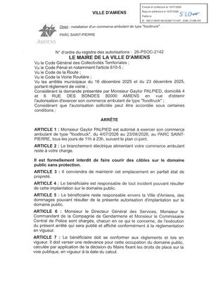 26 PSOC 2142 Installation Commerce Ambulant Au Parc Saint Pierre Du 04 07 26 Au 23 08 26 Publié Le 15 07 26