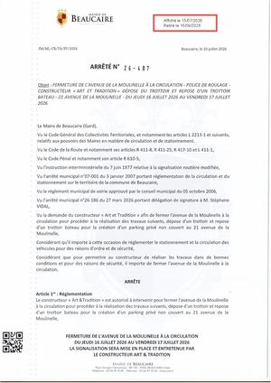 Fichier Parution Des Arrêtés N°26 407 à 26 410