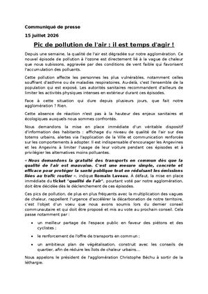 Pic De Pollution De L'air Il Est Temps D'agir !