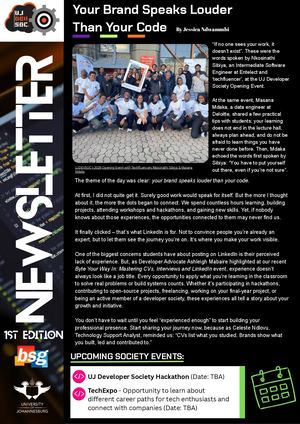 UJ Developer Society Newsletter 1st Edition