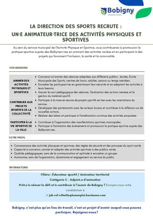 Animateur Trice Des Activités Physiques Et Sportives Direction Des Sports