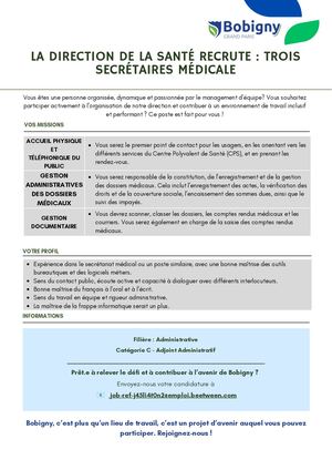 Secrétaire Médicale Direction De La Santé