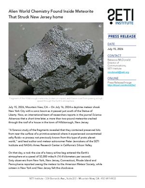 Alien World Chemistry Found Inside Meteorite That Struck New Jersey home