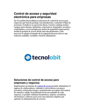 Control De Acceso Y Seguridad Electrónica Para Empresas